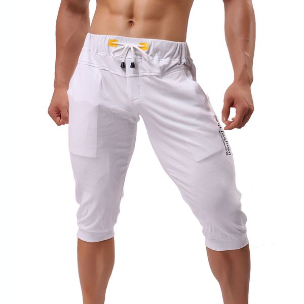 men casual shorts new fashion mens baggy jogger casual slim harem short slacks soft cotton trousers beach shorts, White;black